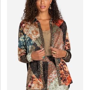 Johnny Was MABEL PRINT MIX VELVET BACK SHIRT